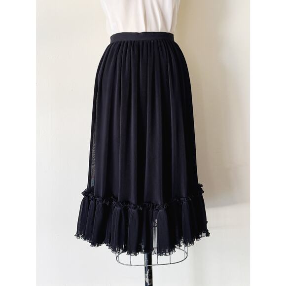 1970s Garfinckel’s Accordion Pleat Ruffle Hem Skirt - Picture 1 of 4
